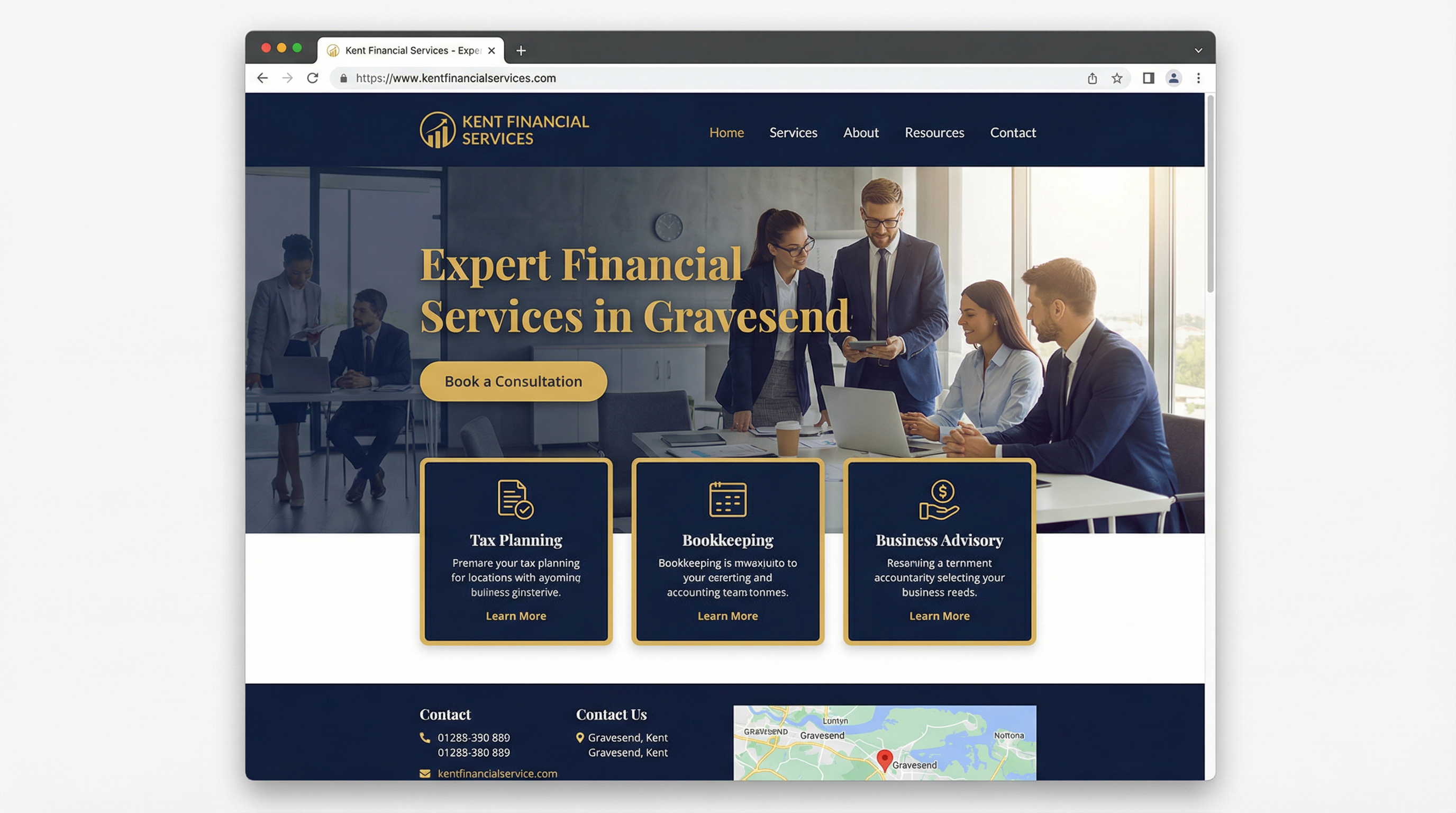 Accountant website design example for Gravesend professional