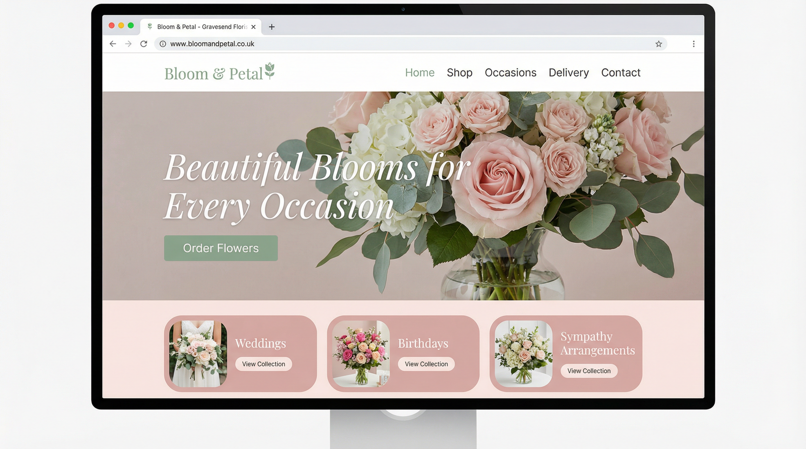 Florist website design example for Gravesend business